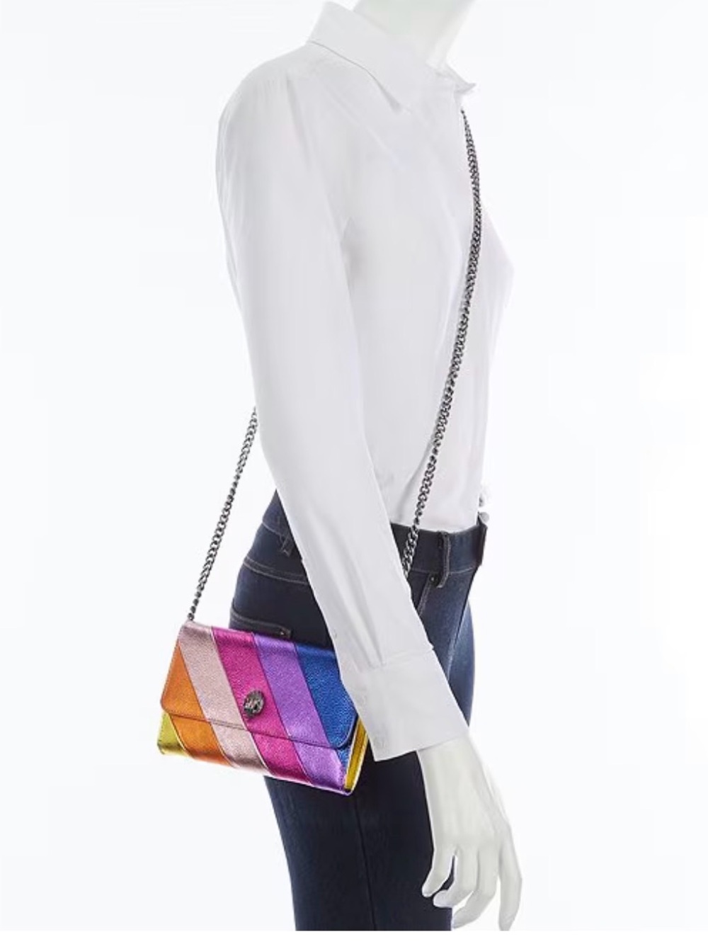 Kurt Geiger: Kensington Metallic Rainbow Crossbody Wallet - Picture 6 of 6